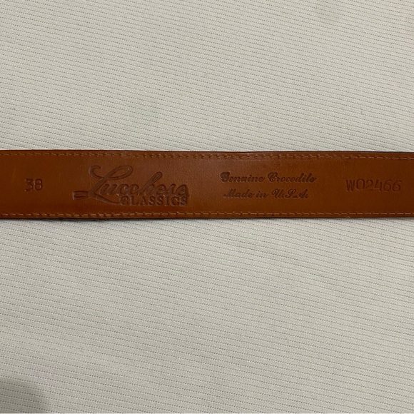 Lucchese Vintage Genuine Crocodile Inlay Dark Brown Western Cowboy Leather Belt - Picture 8 of 10